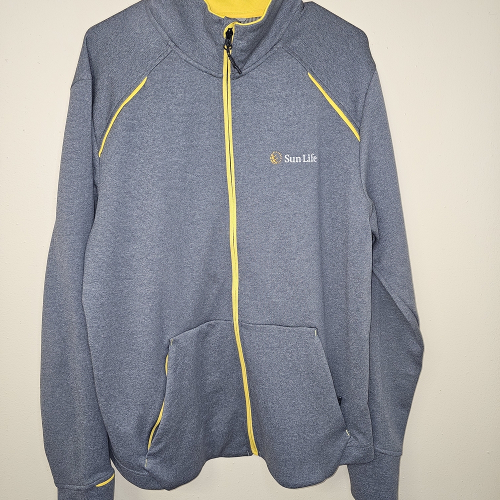 NEW Sun Life Elevate Men's Full Zip Athletic Jacket Gray Yellow Size L